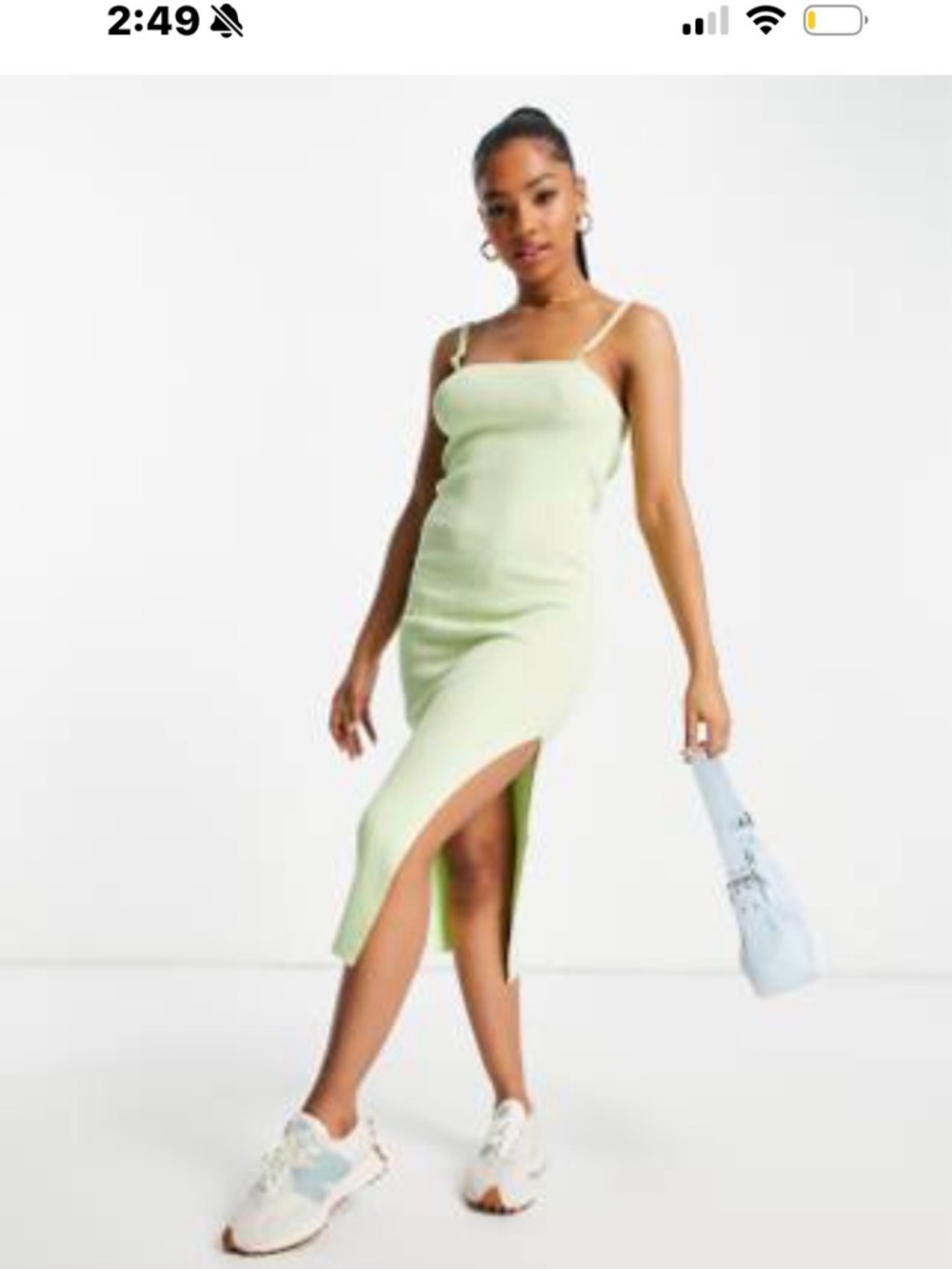 Miss Selfridge Light Lime Green Spaghetti Strap Midi Dress